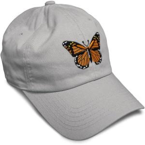imageSoft Baseball Cap Monarch Butterfly Embroidery Insects Butterfly Embroidery Cotton Dad Hats for Men ampamp WomenLight Grey Design Only