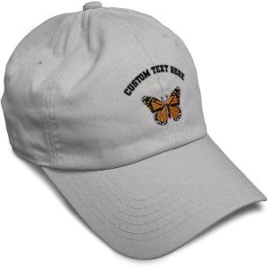 imageSoft Baseball Cap Monarch Butterfly Embroidery Insects Butterfly Embroidery Cotton Dad Hats for Men ampamp WomenLight Grey Personalized Text Here