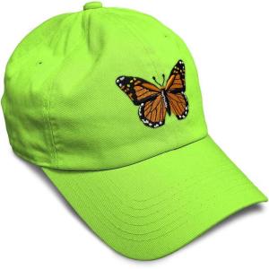 imageSoft Baseball Cap Monarch Butterfly Embroidery Insects Butterfly Embroidery Cotton Dad Hats for Men ampamp WomenLime Design Only