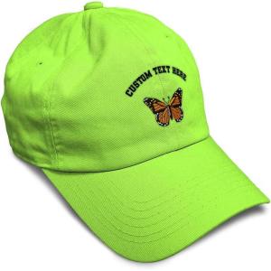 imageSoft Baseball Cap Monarch Butterfly Embroidery Insects Butterfly Embroidery Cotton Dad Hats for Men ampamp WomenLime Personalized Text Here