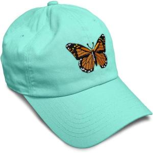 imageSoft Baseball Cap Monarch Butterfly Embroidery Insects Butterfly Embroidery Cotton Dad Hats for Men ampamp WomenMint Design Only