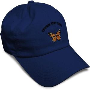 imageSoft Baseball Cap Monarch Butterfly Embroidery Insects Butterfly Embroidery Cotton Dad Hats for Men ampamp WomenNavy Personalized Text Here
