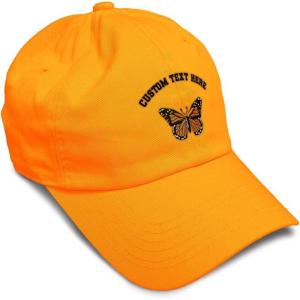 imageSoft Baseball Cap Monarch Butterfly Embroidery Insects Butterfly Embroidery Cotton Dad Hats for Men ampamp WomenOrange Personalized Text Here