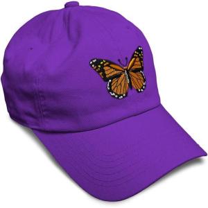 imageSoft Baseball Cap Monarch Butterfly Embroidery Insects Butterfly Embroidery Cotton Dad Hats for Men ampamp WomenPurple Design Only