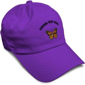 imageSoft Baseball Cap Monarch Butterfly Embroidery Insects Butterfly Embroidery Cotton Dad Hats for Men ampamp WomenPurple Personalized Text Here