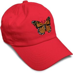 imageSoft Baseball Cap Monarch Butterfly Embroidery Insects Butterfly Embroidery Cotton Dad Hats for Men ampamp WomenRed Design Only