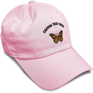imageSoft Baseball Cap Monarch Butterfly Embroidery Insects Butterfly Embroidery Cotton Dad Hats for Men ampamp WomenSoft Pink Personalized Text Here
