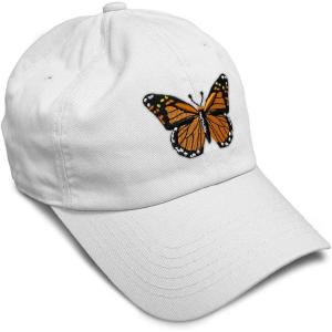 imageSoft Baseball Cap Monarch Butterfly Embroidery Insects Butterfly Embroidery Cotton Dad Hats for Men ampamp WomenWhite Design Only
