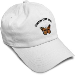 imageSoft Baseball Cap Monarch Butterfly Embroidery Insects Butterfly Embroidery Cotton Dad Hats for Men ampamp WomenWhite Personalized Text Here
