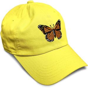 imageSoft Baseball Cap Monarch Butterfly Embroidery Insects Butterfly Embroidery Cotton Dad Hats for Men ampamp WomenYellow Design Only