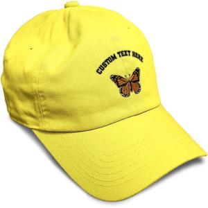 imageSoft Baseball Cap Monarch Butterfly Embroidery Insects Butterfly Embroidery Cotton Dad Hats for Men ampamp WomenYellow Personalized Text Here