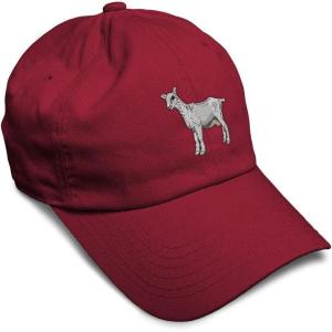 imageSoft Baseball Cap Saanen Goat Embroidery Farm Animals Cotton Red Tractor Dad Hats for Men ampamp WomenBurgundy Design Only