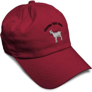 imageSoft Baseball Cap Saanen Goat Embroidery Farm Animals Cotton Red Tractor Dad Hats for Men ampamp WomenBurgundy Personalized Text Here