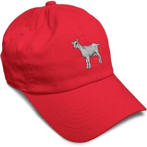 imageSoft Baseball Cap Saanen Goat Embroidery Farm Animals Cotton Red Tractor Dad Hats for Men ampamp WomenRed Design Only