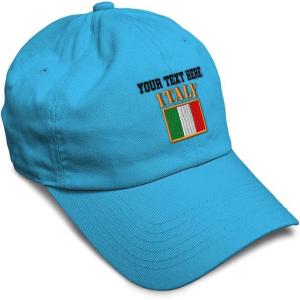 imageSpeedy Pros Soft Baseball Cap Italy Flag Embroidery Flags World Cup Soccer Cotton Embroidered Dad Hats for Men ampamp WomenAqua Personalized Text Here