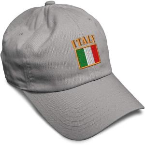imageSpeedy Pros Soft Baseball Cap Italy Flag Embroidery Flags World Cup Soccer Cotton Embroidered Dad Hats for Men ampamp WomenLight Grey Design Only