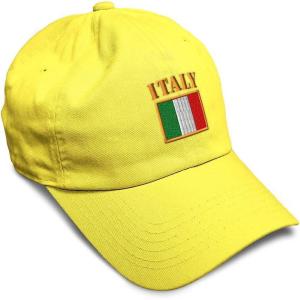 imageSpeedy Pros Soft Baseball Cap Italy Flag Embroidery Flags World Cup Soccer Cotton Embroidered Dad Hats for Men ampamp WomenYellow Design Only