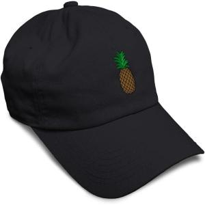 imageSpeedy Pros Soft Baseball Cap Pineapple Embroidery Fruit Pineapple Embroidery Design Cotton Dad Hats for Men ampamp WomenBlack Design Only