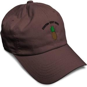 imageSpeedy Pros Soft Baseball Cap Pineapple Embroidery Fruit Pineapple Embroidery Design Cotton Dad Hats for Men ampamp WomenBrown Personalized Text Here