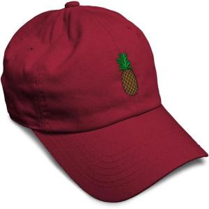 imageSpeedy Pros Soft Baseball Cap Pineapple Embroidery Fruit Pineapple Embroidery Design Cotton Dad Hats for Men ampamp WomenBurgundy Design Only