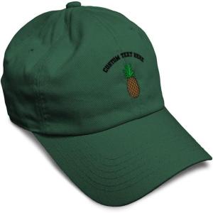imageSpeedy Pros Soft Baseball Cap Pineapple Embroidery Fruit Pineapple Embroidery Design Cotton Dad Hats for Men ampamp WomenForest Green Personalized Text Here