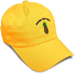 imageSpeedy Pros Soft Baseball Cap Pineapple Embroidery Fruit Pineapple Embroidery Design Cotton Dad Hats for Men ampamp WomenGolden Yellow Personalized Text Here