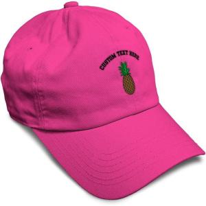 imageSpeedy Pros Soft Baseball Cap Pineapple Embroidery Fruit Pineapple Embroidery Design Cotton Dad Hats for Men ampamp WomenHot Pink Personalized Text Here