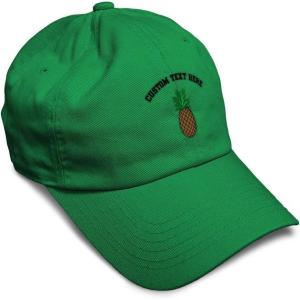 imageSpeedy Pros Soft Baseball Cap Pineapple Embroidery Fruit Pineapple Embroidery Design Cotton Dad Hats for Men ampamp WomenKelly Green Personalized Text Here
