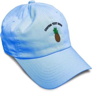 imageSpeedy Pros Soft Baseball Cap Pineapple Embroidery Fruit Pineapple Embroidery Design Cotton Dad Hats for Men ampamp WomenLight Blue Personalized Text Here