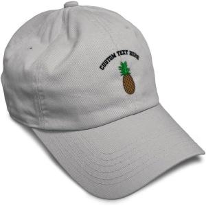 imageSpeedy Pros Soft Baseball Cap Pineapple Embroidery Fruit Pineapple Embroidery Design Cotton Dad Hats for Men ampamp WomenLight Grey Personalized Text Here