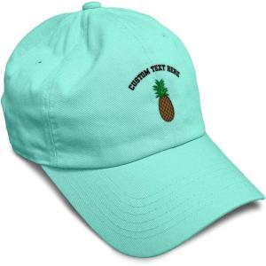 imageSpeedy Pros Soft Baseball Cap Pineapple Embroidery Fruit Pineapple Embroidery Design Cotton Dad Hats for Men ampamp WomenMint Personalized Text Here