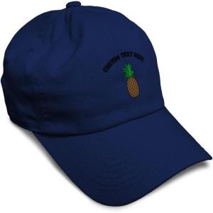 imageSpeedy Pros Soft Baseball Cap Pineapple Embroidery Fruit Pineapple Embroidery Design Cotton Dad Hats for Men ampamp WomenNavy Personalized Text Here