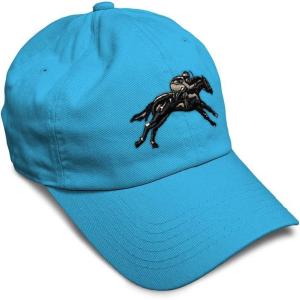imageSoft Baseball Cap Jokey Horse Race Embroidery Farm and Domesticated Animals Cotton Dad Hats for Men ampamp WomenAqua Design Only