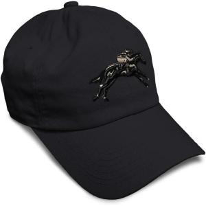 imageSoft Baseball Cap Jokey Horse Race Embroidery Farm and Domesticated Animals Cotton Dad Hats for Men ampamp WomenBlack Design Only