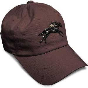 imageSoft Baseball Cap Jokey Horse Race Embroidery Farm and Domesticated Animals Cotton Dad Hats for Men ampamp WomenBrown Design Only