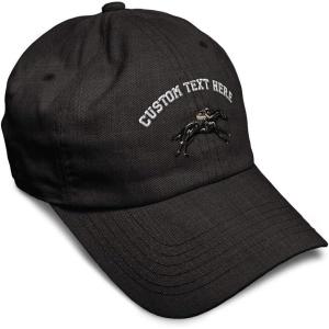 imageSoft Baseball Cap Jokey Horse Race Embroidery Farm and Domesticated Animals Cotton Dad Hats for Men ampamp WomenDark Denim Personalized Text Here