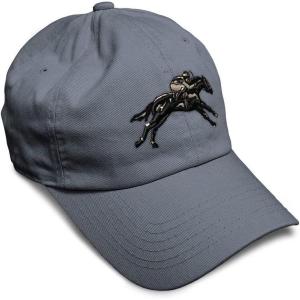 imageSoft Baseball Cap Jokey Horse Race Embroidery Farm and Domesticated Animals Cotton Dad Hats for Men ampamp WomenDark Grey Design Only