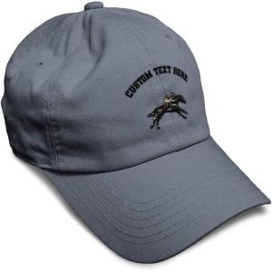 imageSoft Baseball Cap Jokey Horse Race Embroidery Farm and Domesticated Animals Cotton Dad Hats for Men ampamp WomenDark Grey Personalized Text Here