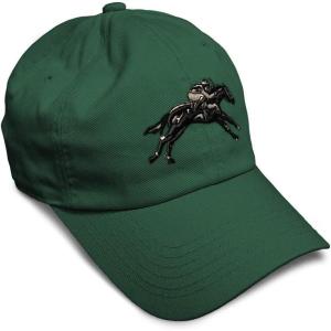 imageSoft Baseball Cap Jokey Horse Race Embroidery Farm and Domesticated Animals Cotton Dad Hats for Men ampamp WomenForest Green Design Only