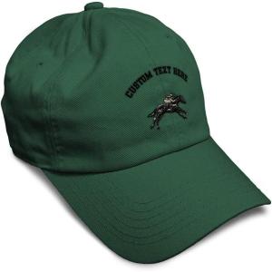 imageSoft Baseball Cap Jokey Horse Race Embroidery Farm and Domesticated Animals Cotton Dad Hats for Men ampamp WomenForest Green Personalized Text Here