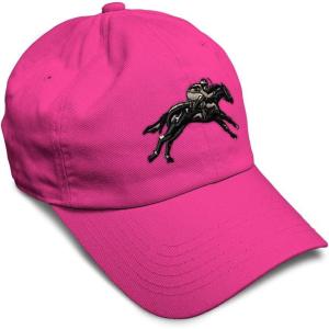 imageSoft Baseball Cap Jokey Horse Race Embroidery Farm and Domesticated Animals Cotton Dad Hats for Men ampamp WomenHot Pink Design Only