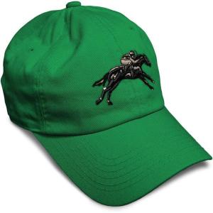 imageSoft Baseball Cap Jokey Horse Race Embroidery Farm and Domesticated Animals Cotton Dad Hats for Men ampamp WomenKelly Green Design Only