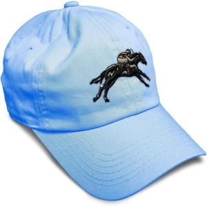 imageSoft Baseball Cap Jokey Horse Race Embroidery Farm and Domesticated Animals Cotton Dad Hats for Men ampamp WomenLight Blue Design Only