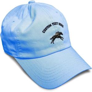 imageSoft Baseball Cap Jokey Horse Race Embroidery Farm and Domesticated Animals Cotton Dad Hats for Men ampamp WomenLight Blue Personalized Text Here