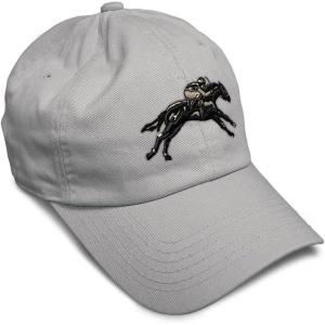 imageSoft Baseball Cap Jokey Horse Race Embroidery Farm and Domesticated Animals Cotton Dad Hats for Men ampamp WomenLight Grey Design Only