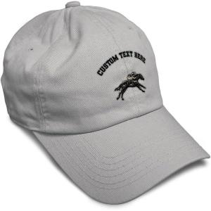 imageSoft Baseball Cap Jokey Horse Race Embroidery Farm and Domesticated Animals Cotton Dad Hats for Men ampamp WomenLight Grey Personalized Text Here