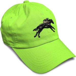 imageSoft Baseball Cap Jokey Horse Race Embroidery Farm and Domesticated Animals Cotton Dad Hats for Men ampamp WomenLime Design Only