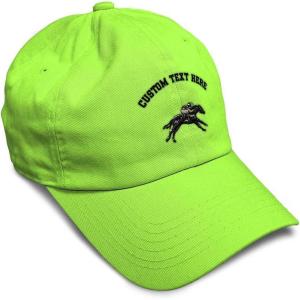 imageSoft Baseball Cap Jokey Horse Race Embroidery Farm and Domesticated Animals Cotton Dad Hats for Men ampamp WomenLime Personalized Text Here