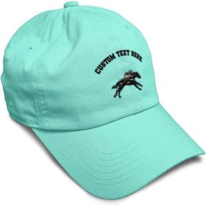 imageSoft Baseball Cap Jokey Horse Race Embroidery Farm and Domesticated Animals Cotton Dad Hats for Men ampamp WomenMint Personalized Text Here