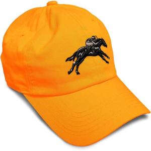 imageSoft Baseball Cap Jokey Horse Race Embroidery Farm and Domesticated Animals Cotton Dad Hats for Men ampamp WomenOrange Design Only